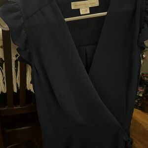 Monteau Deep Blue Ruffle Sleeve Blouse